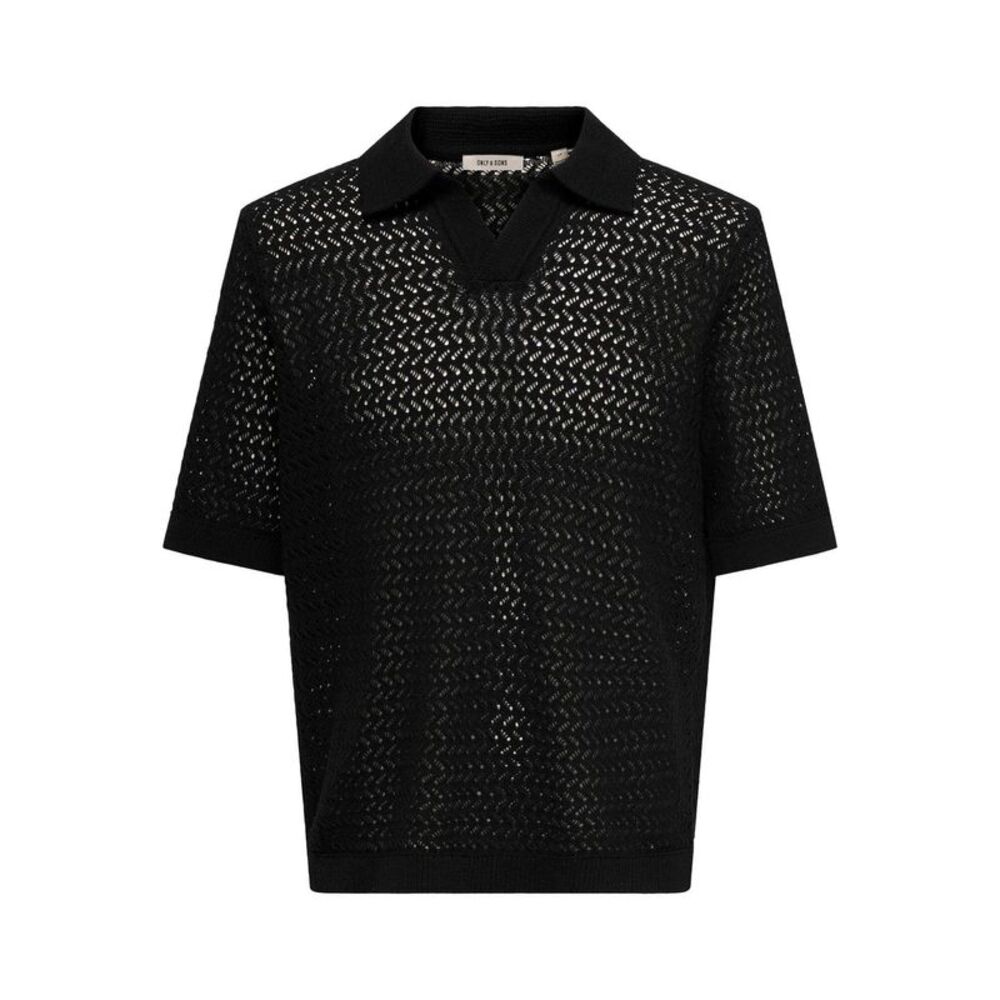 Only Mens Knitted Short-Sleeved Polo Shirt / Black